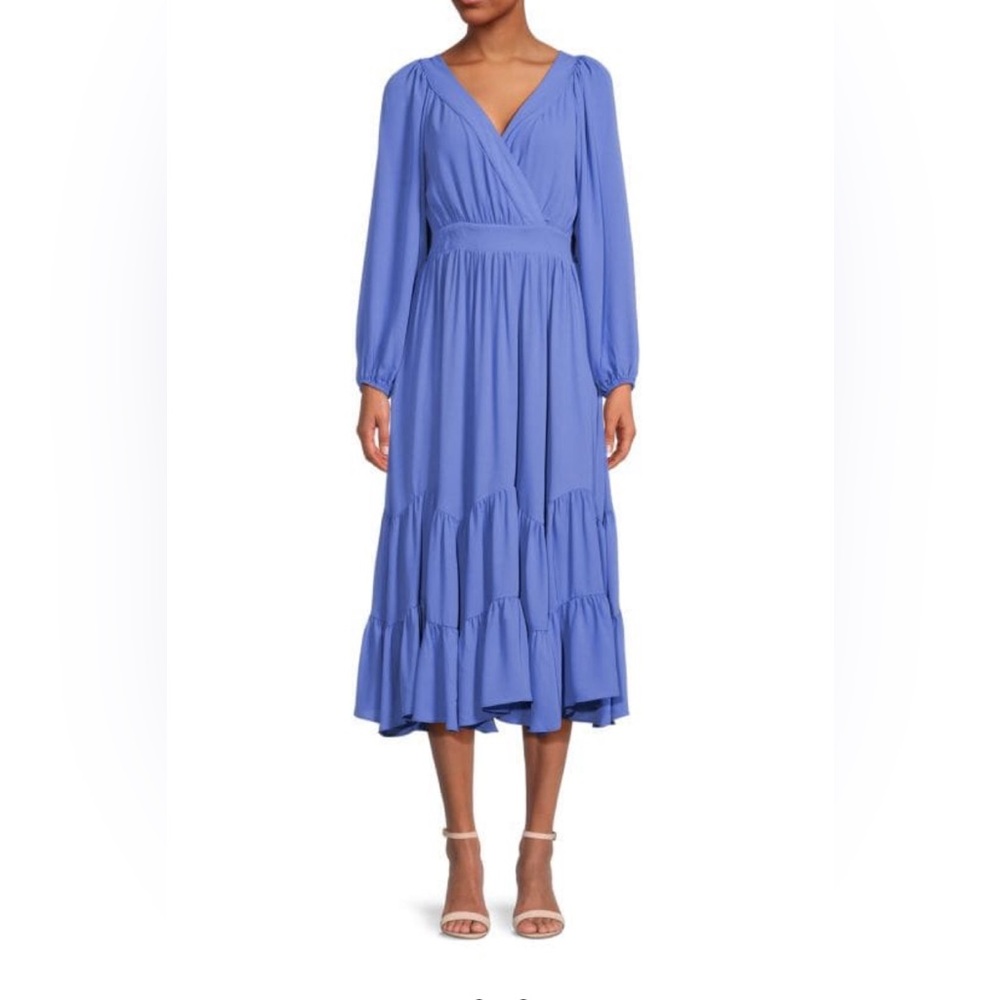 T tahari Surplice Neckline Tiered Midi Dress size xs